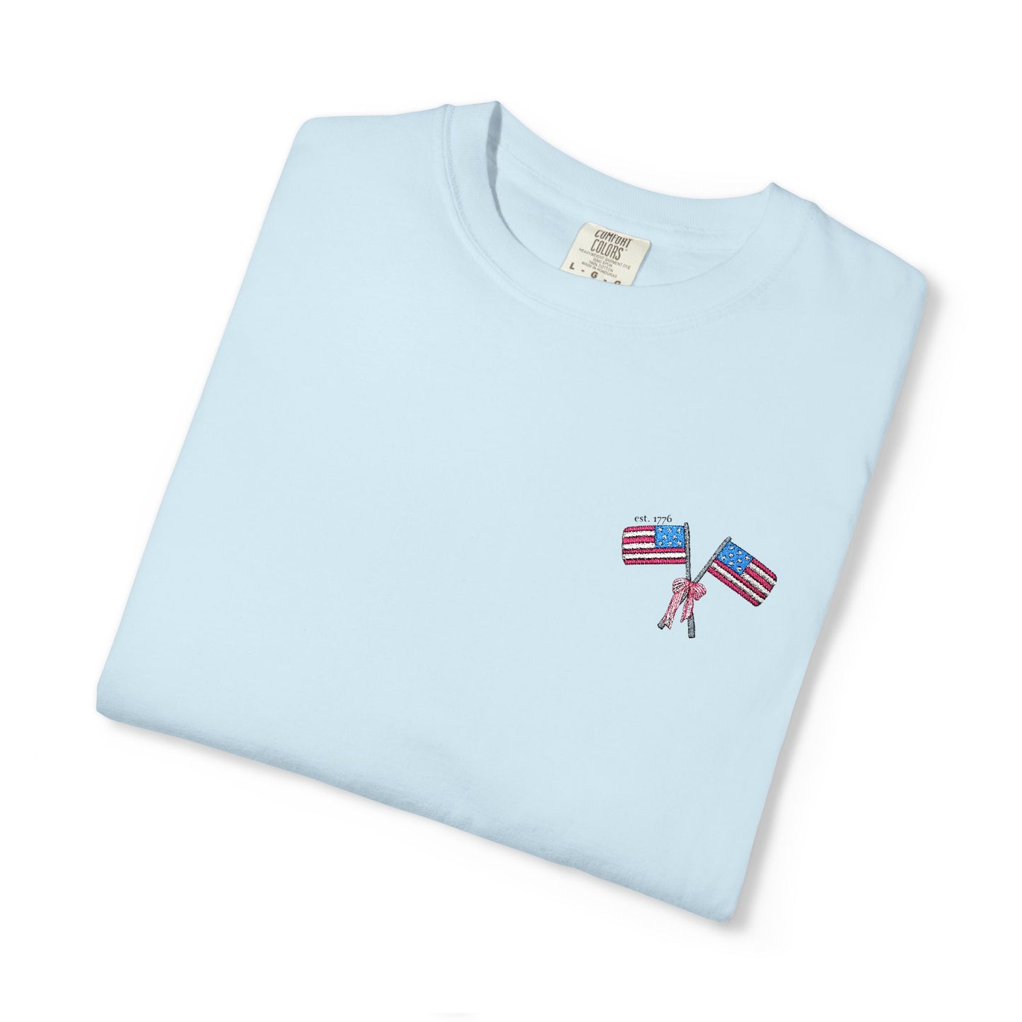 Embroidered American Flag Comfort Colors Tee