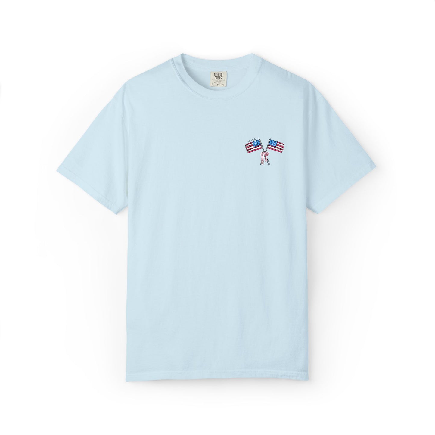 Embroidered American Flag Comfort Colors Tee