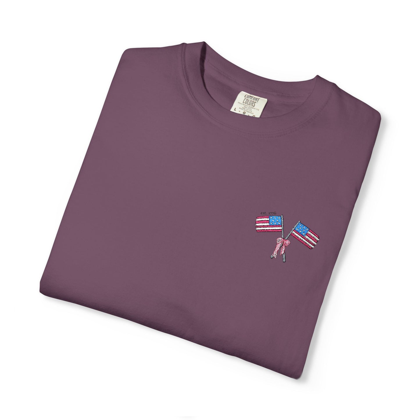Embroidered American Flag Comfort Colors Tee