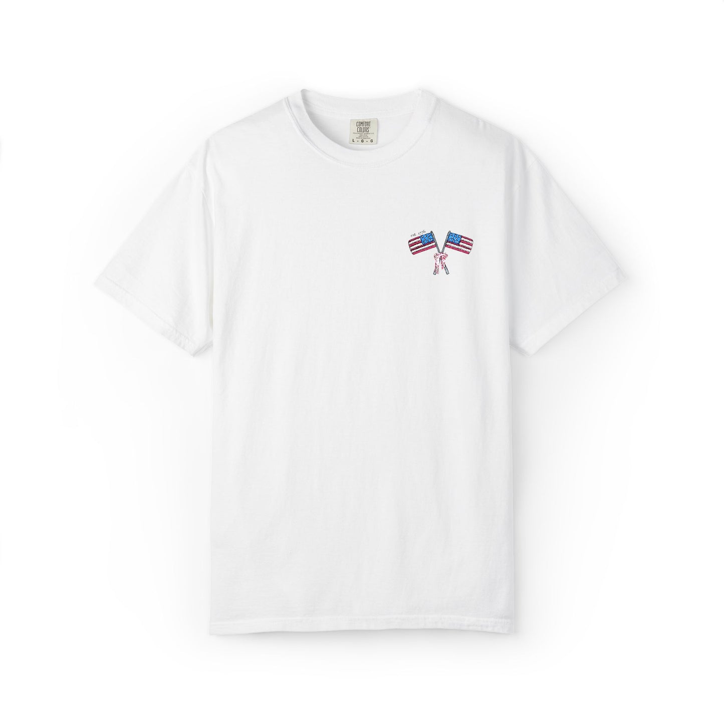 Embroidered American Flag Comfort Colors Tee