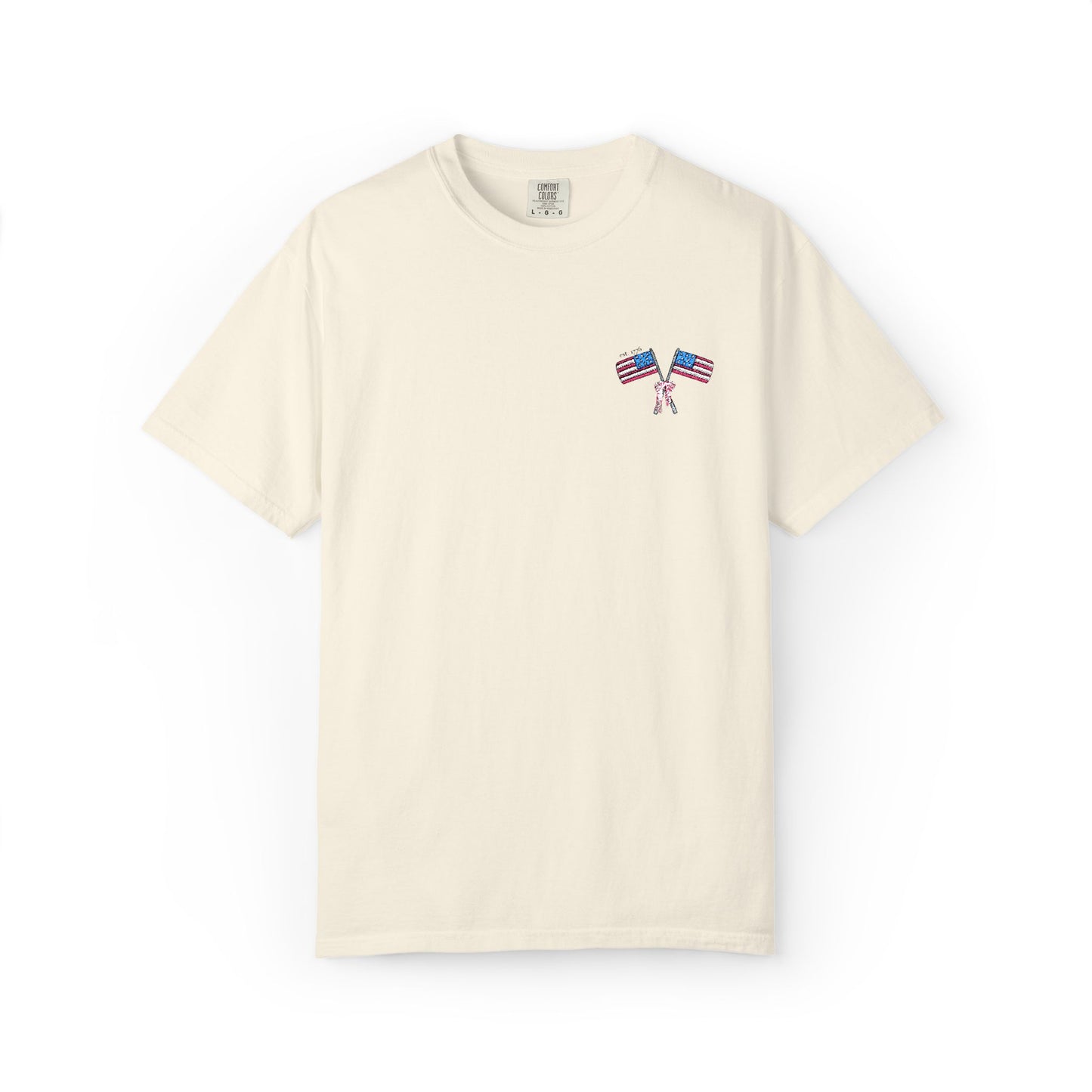 Embroidered American Flag Comfort Colors Tee