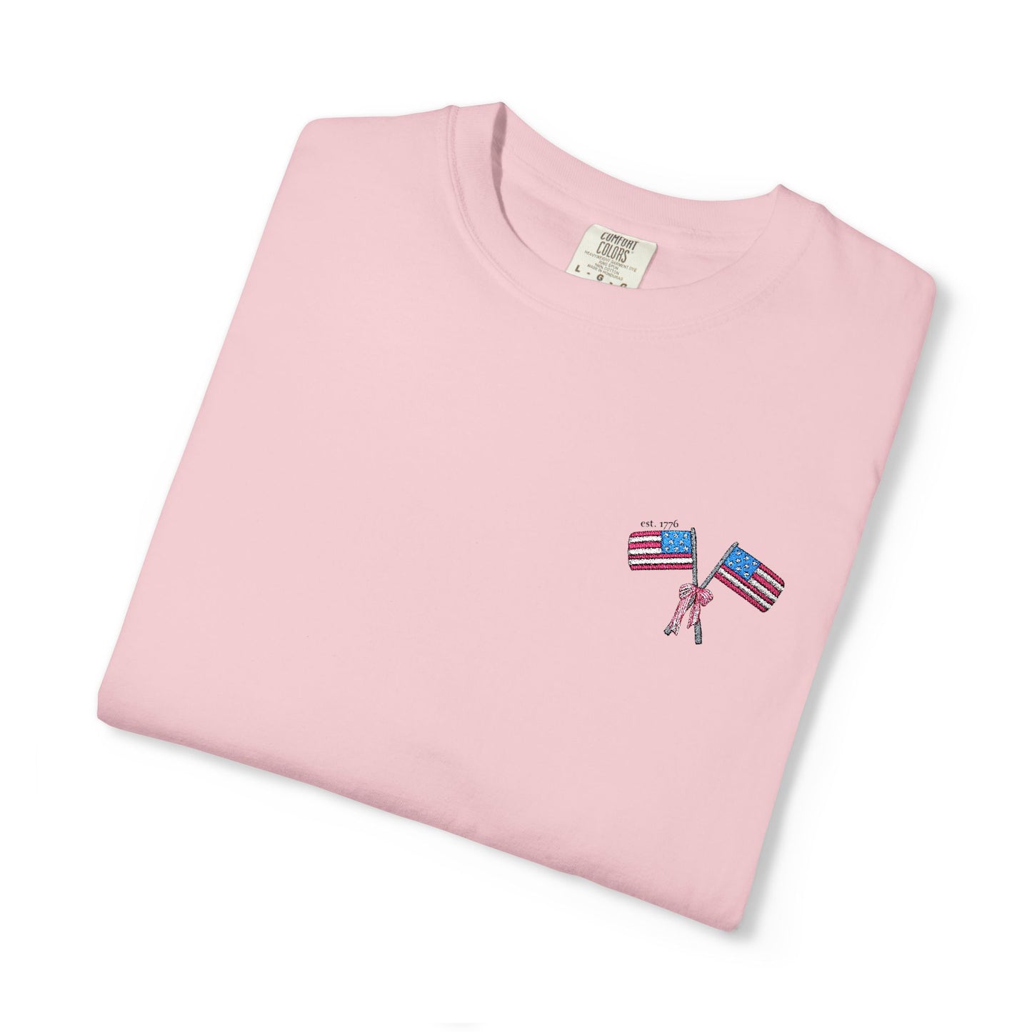 Embroidered American Flag Comfort Colors Tee
