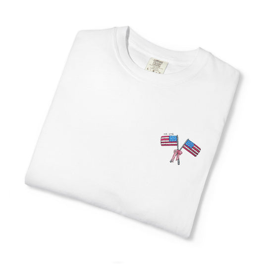 Embroidered American Flag Comfort Colors Tee