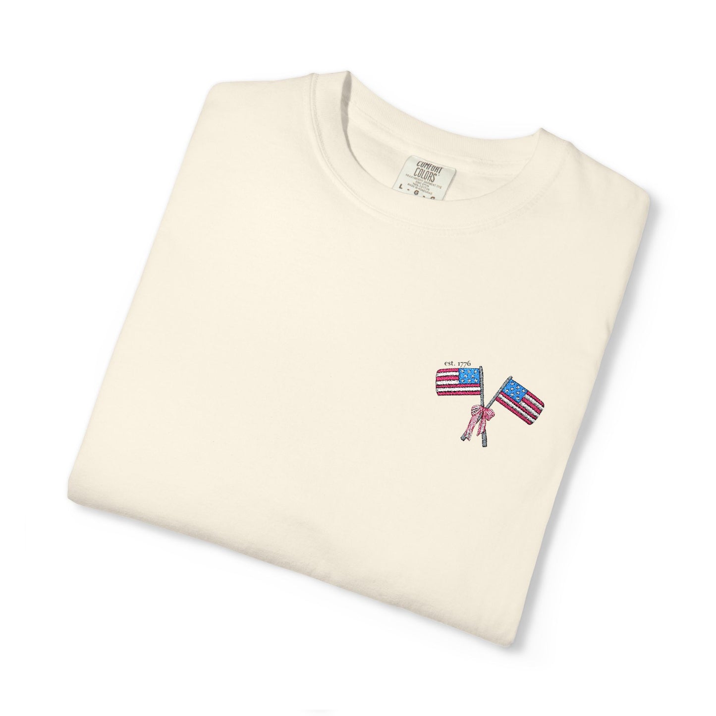 Embroidered American Flag Comfort Colors Tee