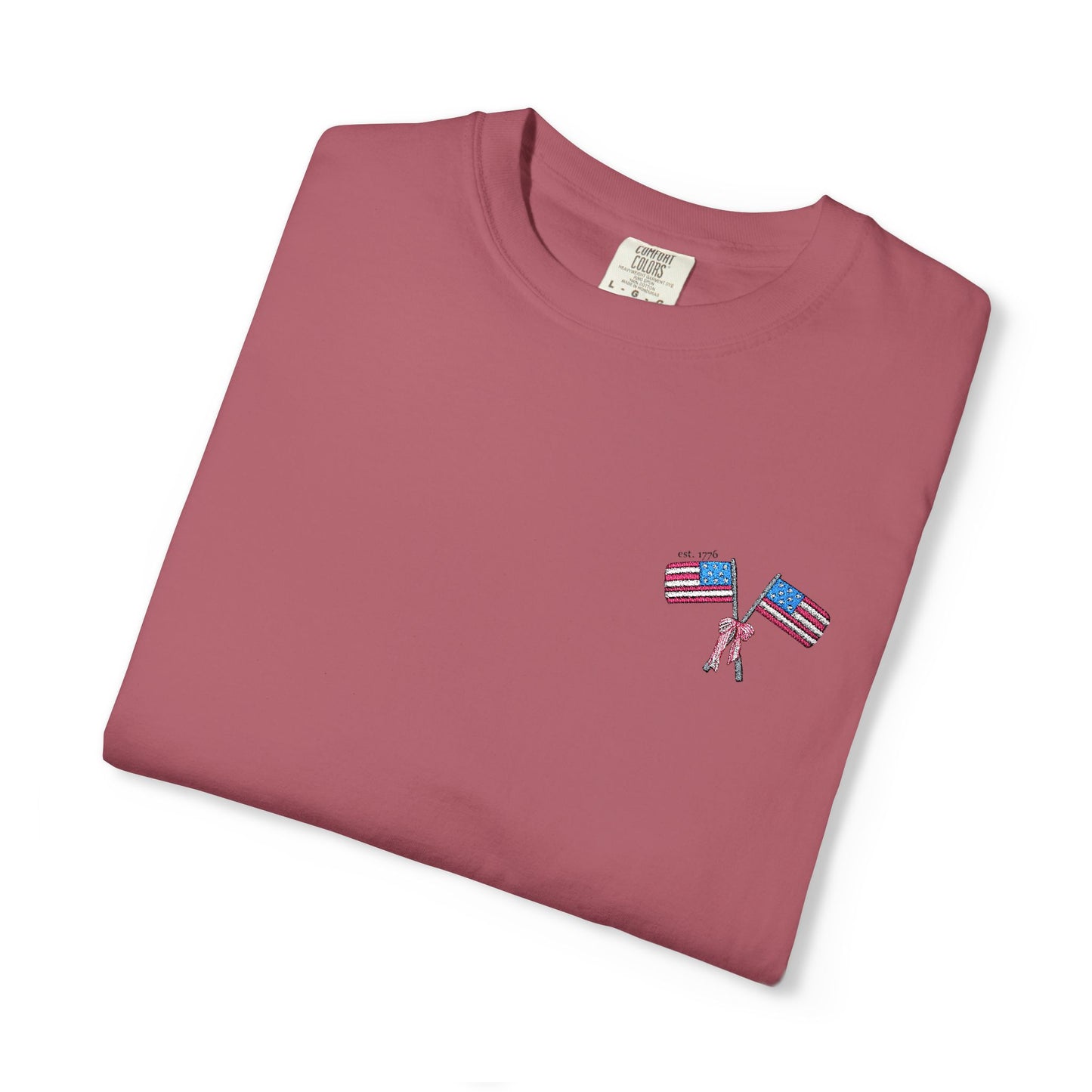 Embroidered American Flag Comfort Colors Tee