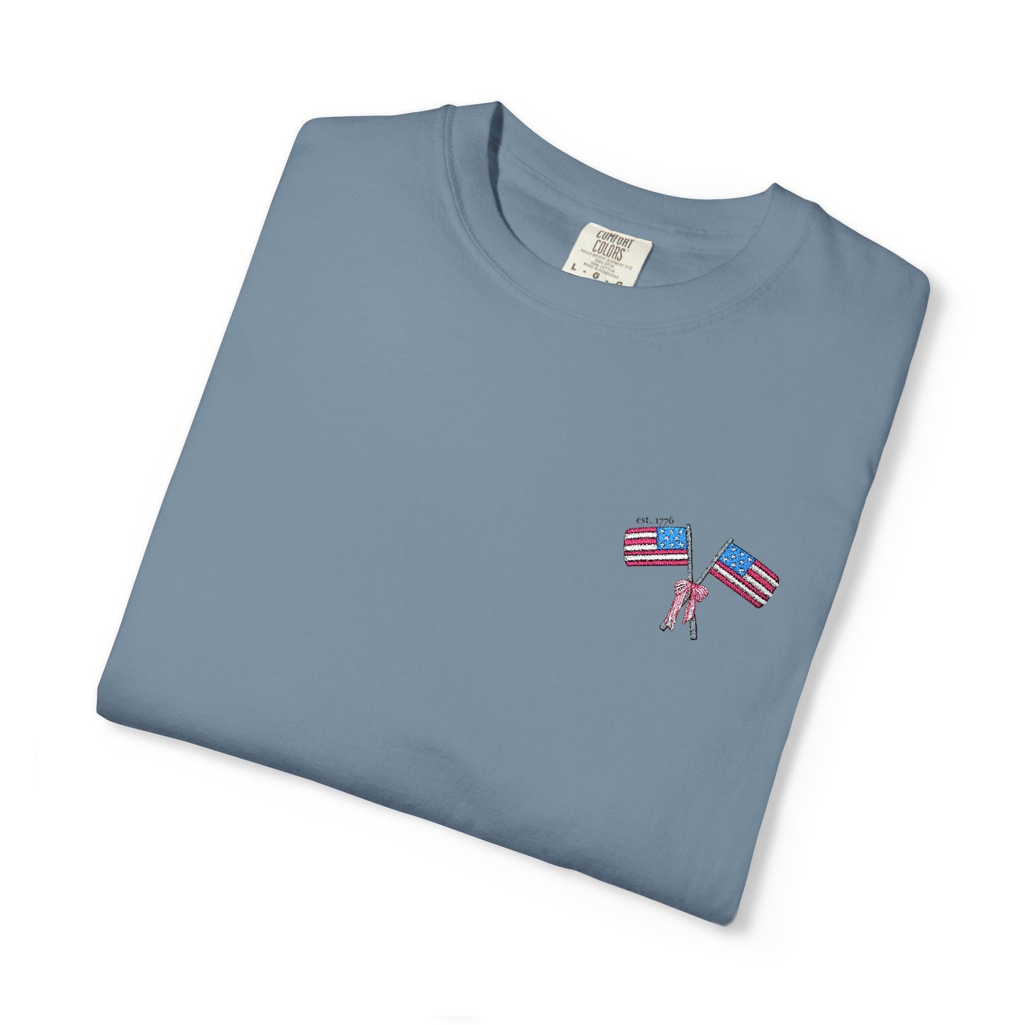 Embroidered American Flag Comfort Colors Tee