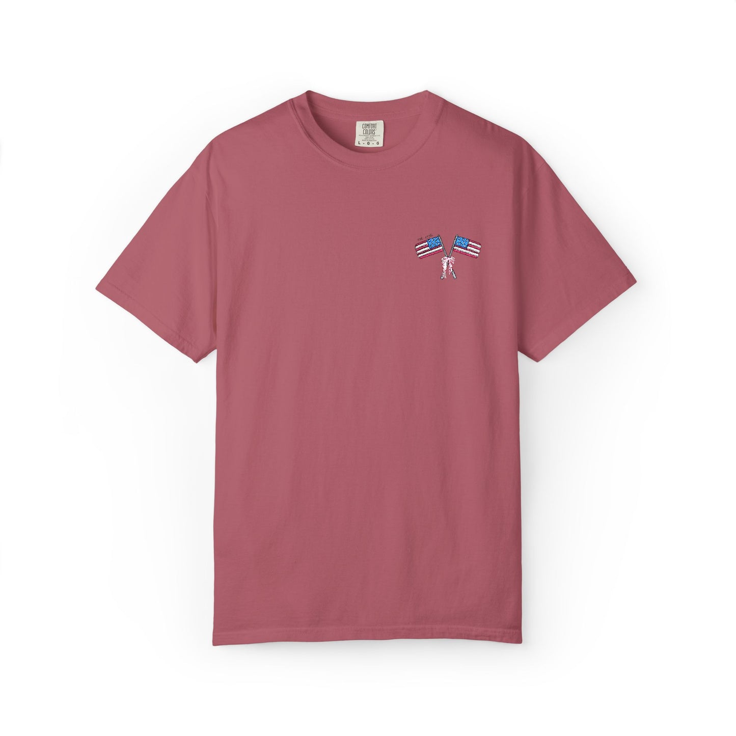 Embroidered American Flag Comfort Colors Tee